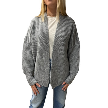 Cardigan In Lurex Grigio