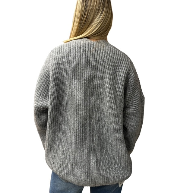 Cardigan In Lurex Grigio