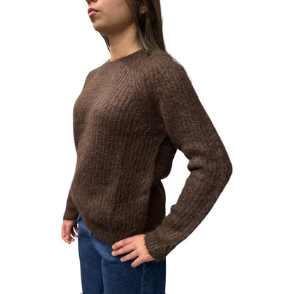 Maglia Mohair Girocollo Marrone