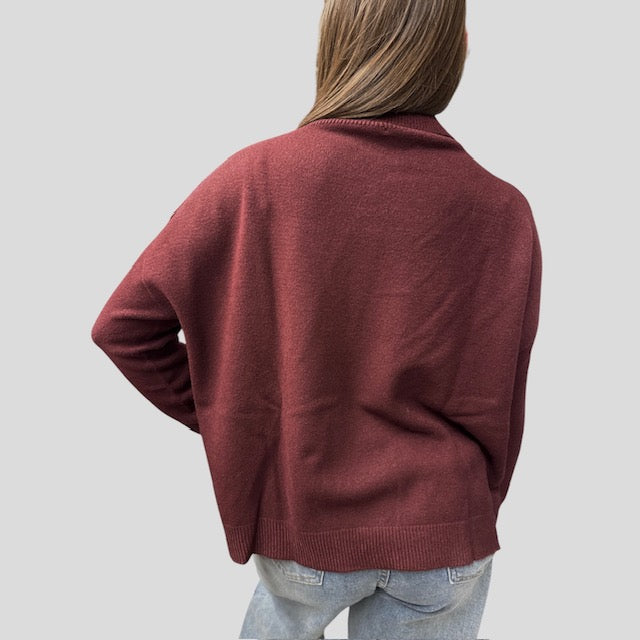 Maglia A Collo Alto Basic Bordeaux