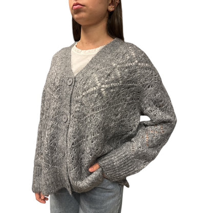 Cardigan Traforato Grigio Medio