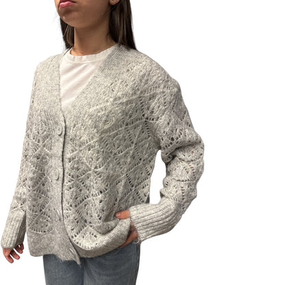 Cardigan Traforato Grigio Chiaro