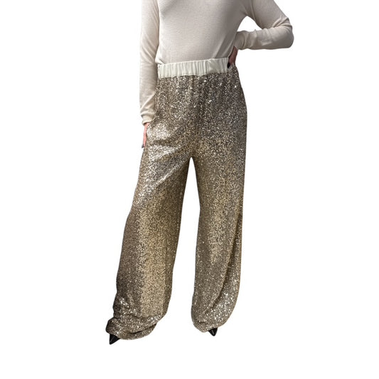 Pantalone Paillettes con Elastico Oro