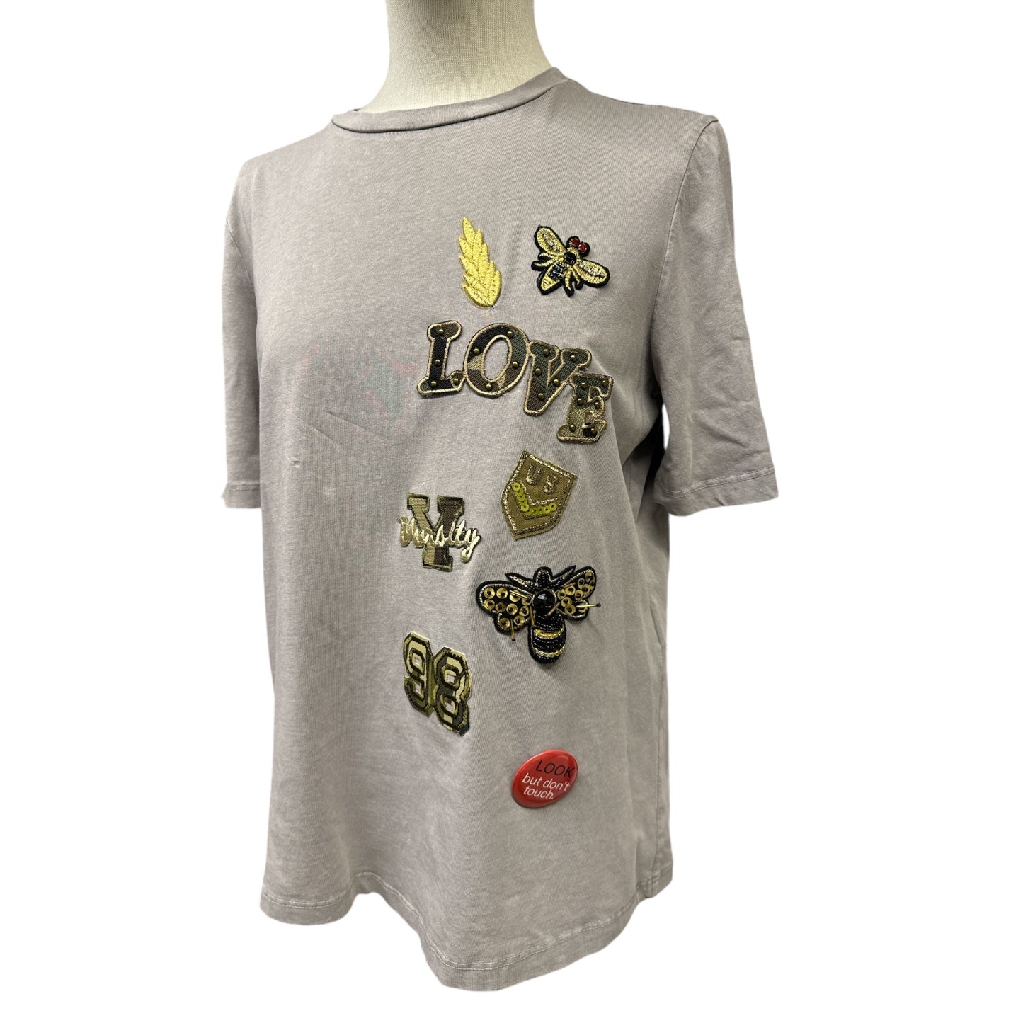 T Shirt con Applicazioni Tensione In