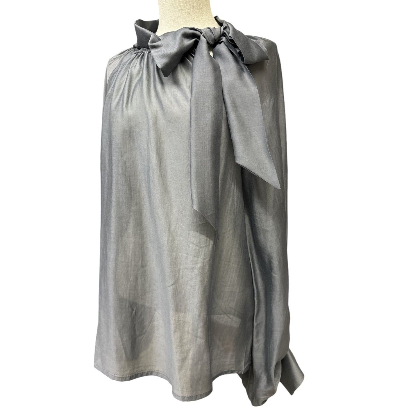 Camicia Grigio Con Fiocco Manica Ballon